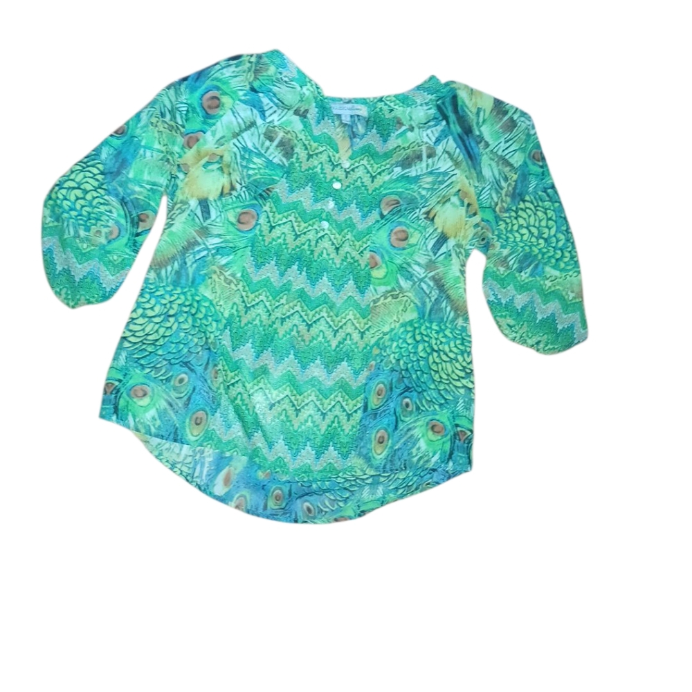 Vibrant Green Patterned Blouse‎